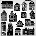 Set of vector houses and buildings in European style